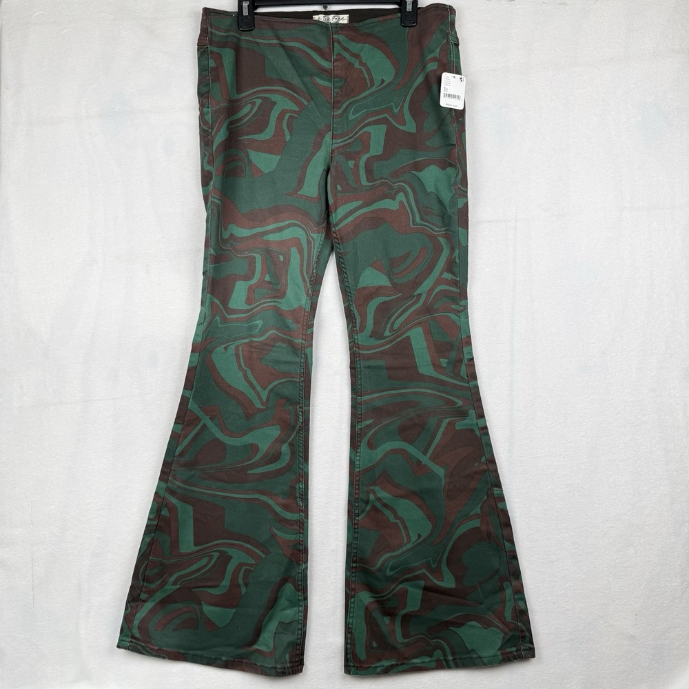 Free People Penny Pull on Flare Jeans in Camo - Picture 2 of 13